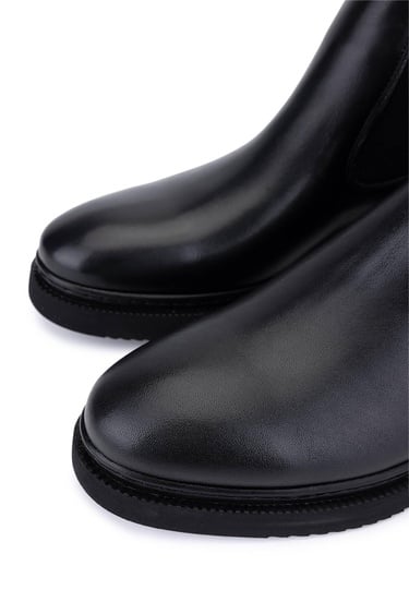  Tamer Tanca Erkek Hakiki Deri Siyah Casual Bot