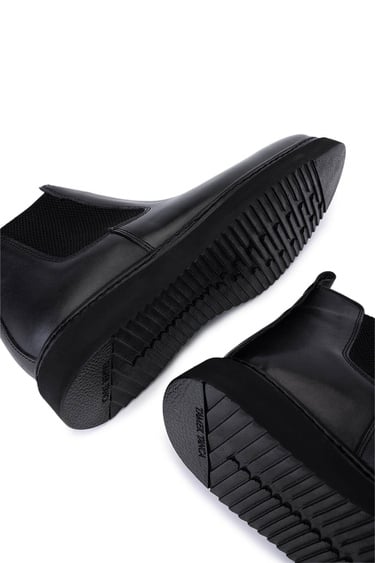  Tamer Tanca Erkek Hakiki Deri Siyah Casual Bot