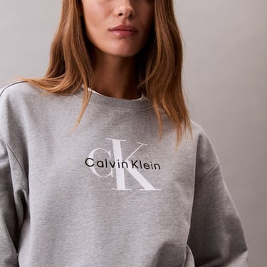  Calvin Klein Monologo French Terry Kadın Gri Sweatshirt