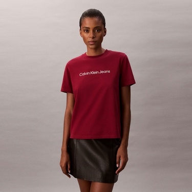  Calvin Klein Logo Classic   Kadın Kırmızı T-Shirt