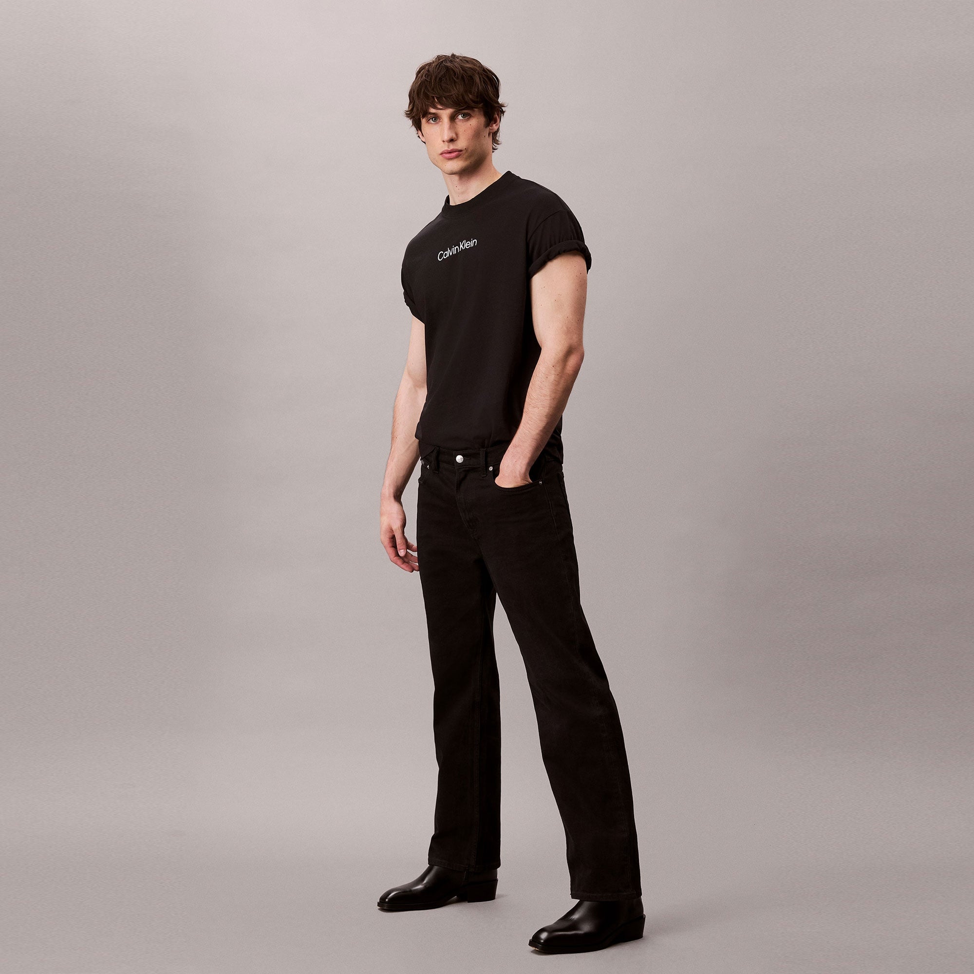 Calvin Klein Standard Logo Crew Erkek Siyah T-Shirt