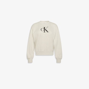  Calvin Klein Monologo French Terry Kadın Gri Sweatshirt