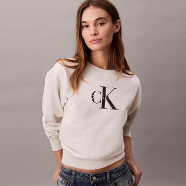  Calvin Klein Monologo French Terry Kadın Gri Sweatshirt
