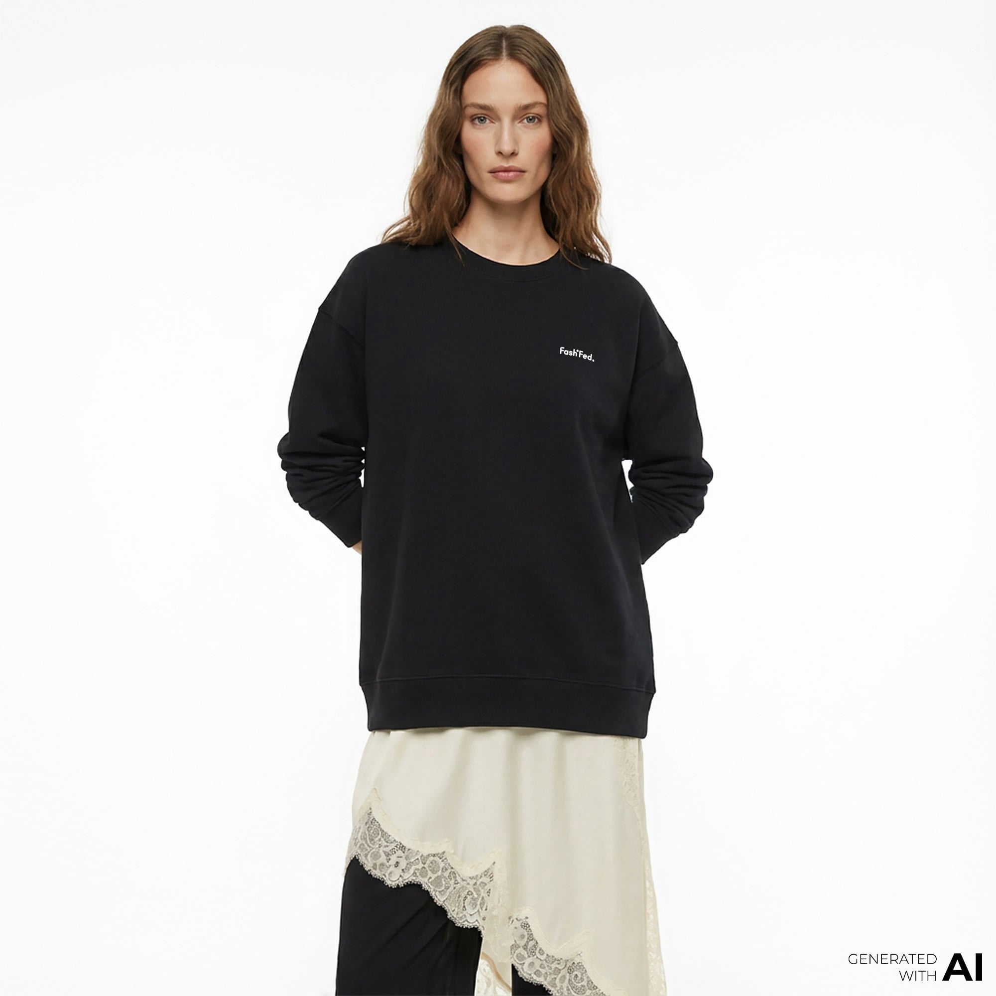 FashFed Unisex Siyah Sweatshirt