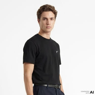  FashFed F İkonlu Unisex Siyah T-Shirt