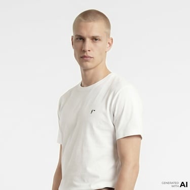  FashFed F İkonlu Unisex Beyaz T-Shirt