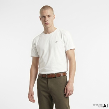  FashFed F İkonlu Unisex Beyaz T-Shirt