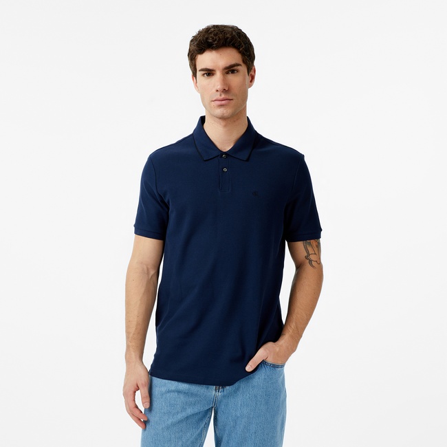  Calvin Klein Refined Pique Tipped Classic Erkek Mavi Polo