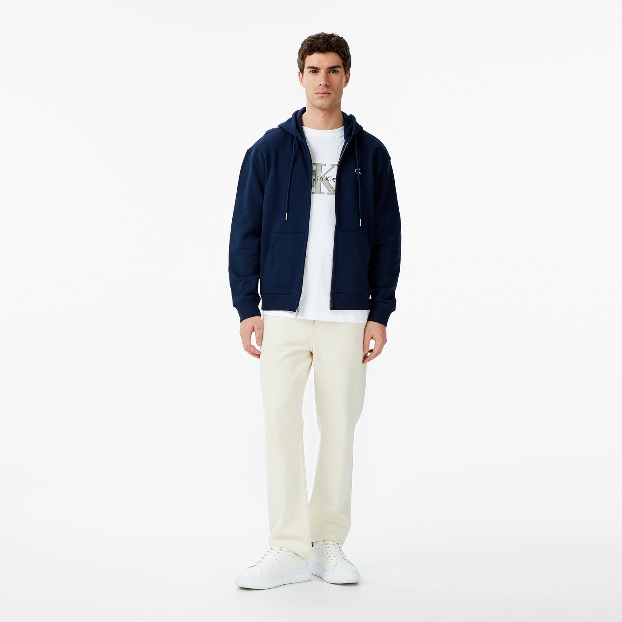 Calvin Klein Terry Monogram Erkek Mavi Sweatshirt