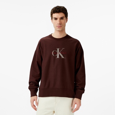  Calvin Klein Premium Terry Monologo Erkek Kahverengi Sweatshirt