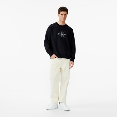  Calvin Klein Premium Terry Monologo Erkek Siyah Sweatshirt
