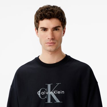  Calvin Klein Premium Terry Monologo Erkek Siyah Sweatshirt