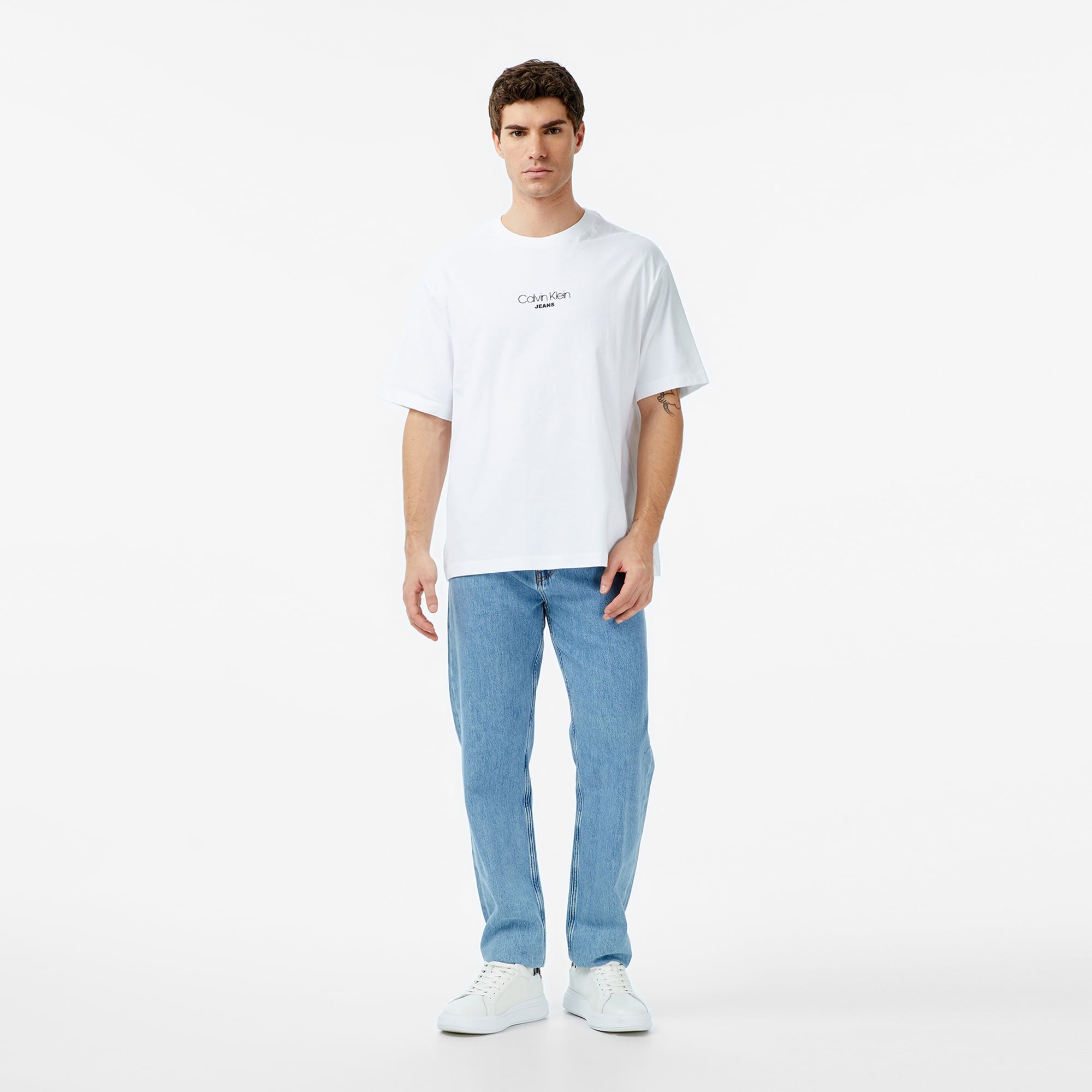 Calvin Klein Relaxed Fit Graphic  Erkek Beyaz T-Shirt