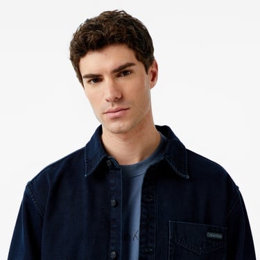  Calvin Klein Blue Black Stone 90S Overshirt Erkek Mavi Gömlek