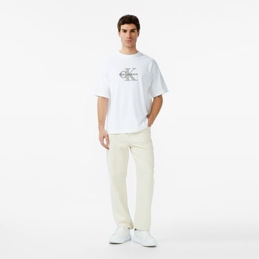 Calvin Klein Tricolor Monologo Graphic Erkek Beyaz T-Shirt