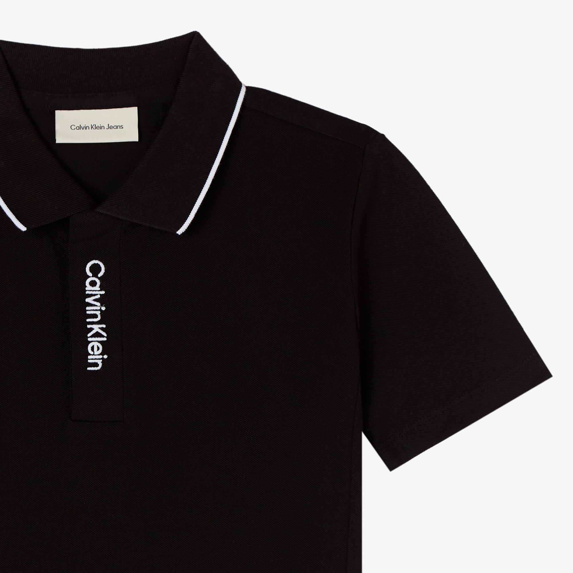 Calvin Klein Logo Pique Çocuk Siyah Polo