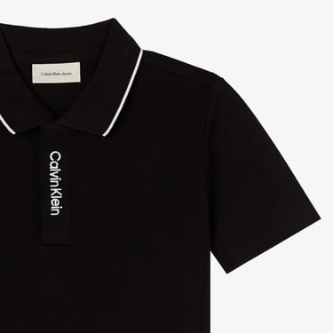  Calvin Klein Logo Pique Çocuk Siyah Polo