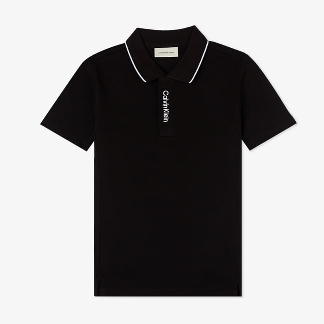  Calvin Klein Logo Pique Çocuk Siyah Polo