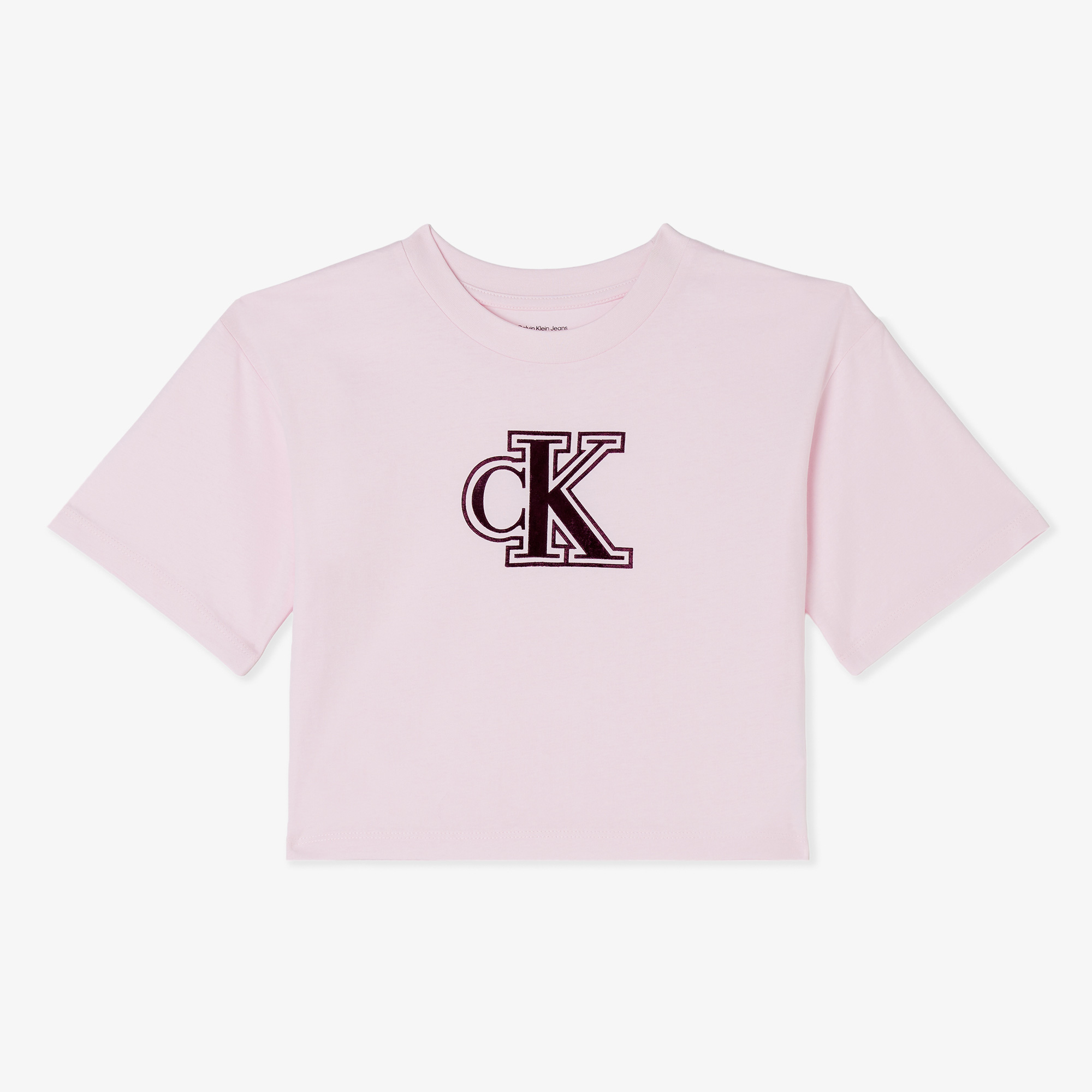  Calvin Klein Velvet Monogram Boxy Çocuk Pembe T-Shirt