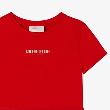  Calvin Klein Fit And Flare Punto Çocuk Kırmızı Elbise