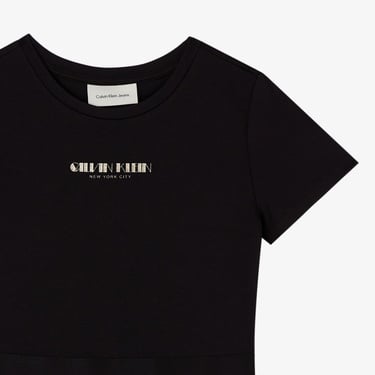  Calvin Klein Fit And Flare Punto Çocuk Siyah Elbise