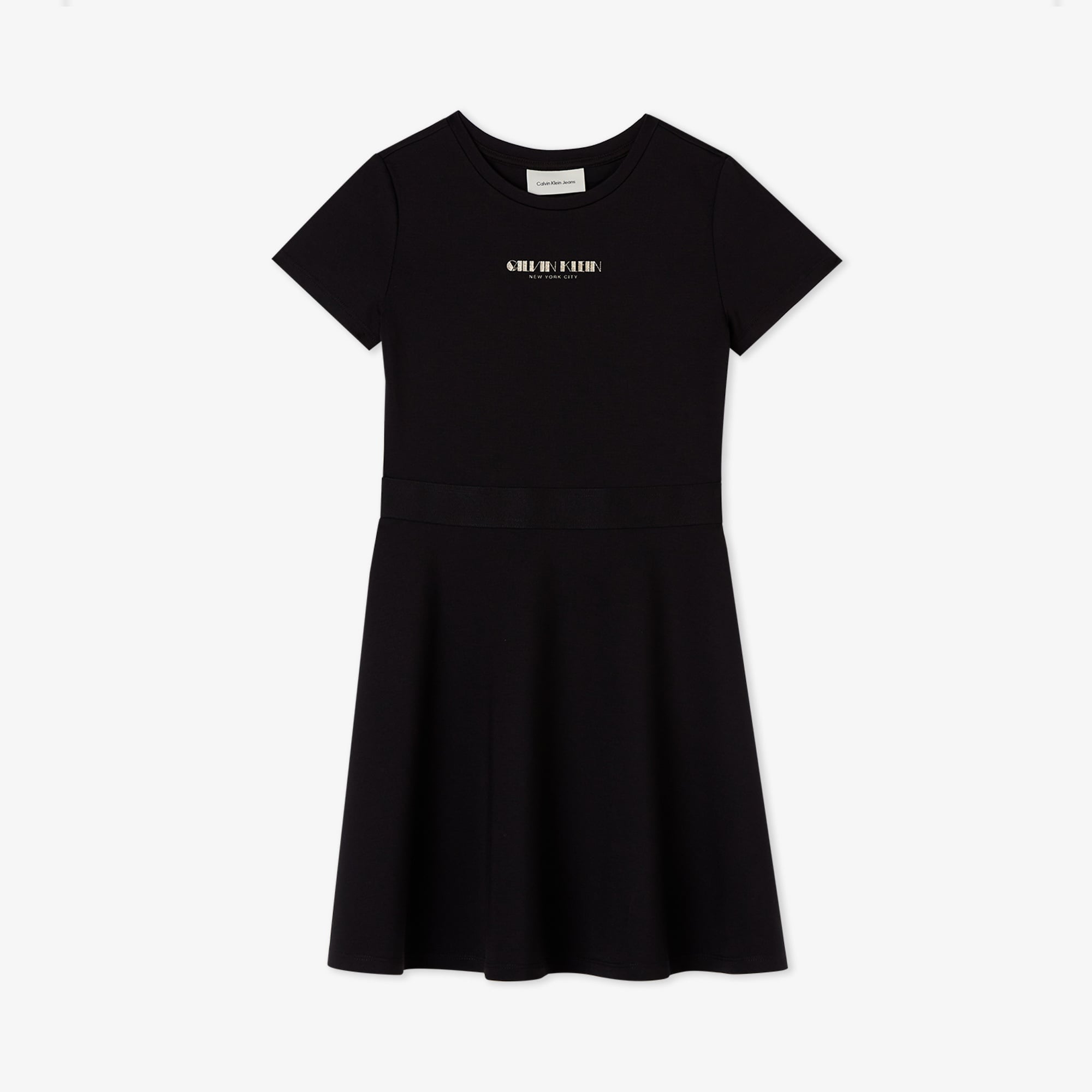 Calvin Klein Fit And Flare Punto Çocuk Siyah Elbise