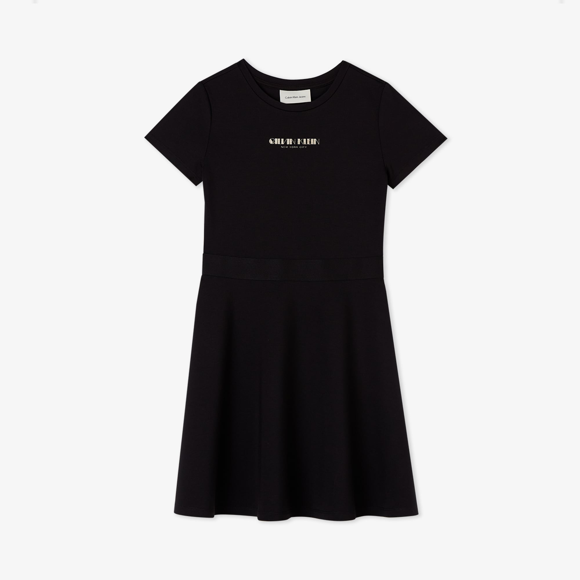  Calvin Klein Fit And Flare Punto Çocuk Siyah Elbise