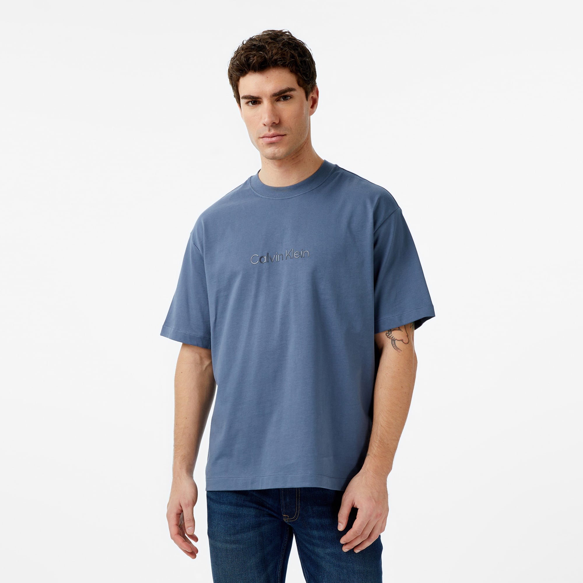 Calvin Klein Releaxed Standard Logo Crewnk Erkek Lacivert T-Shirt