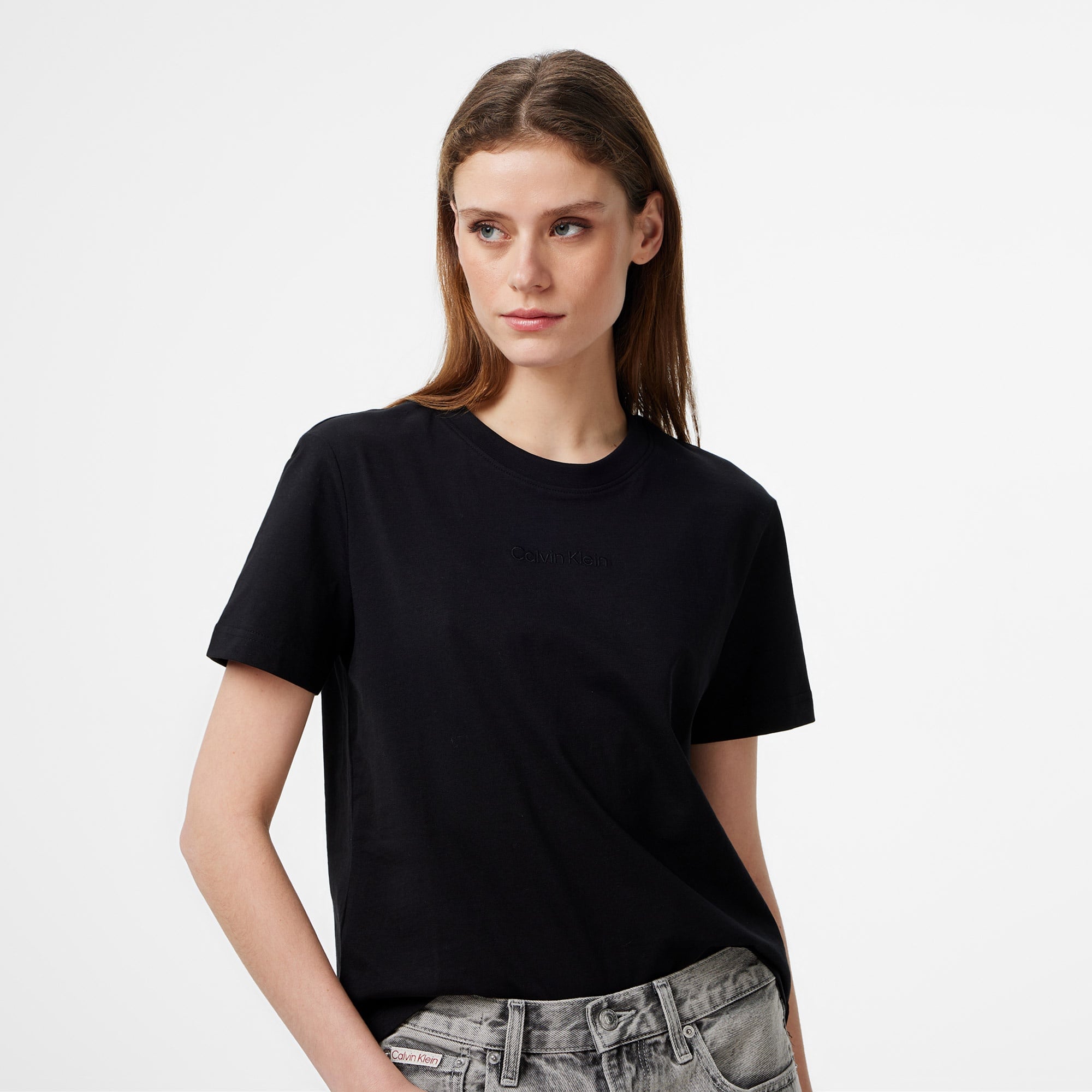 Calvin Klein Classic 20S Logo Grap Kadın Siyah T-Shirt