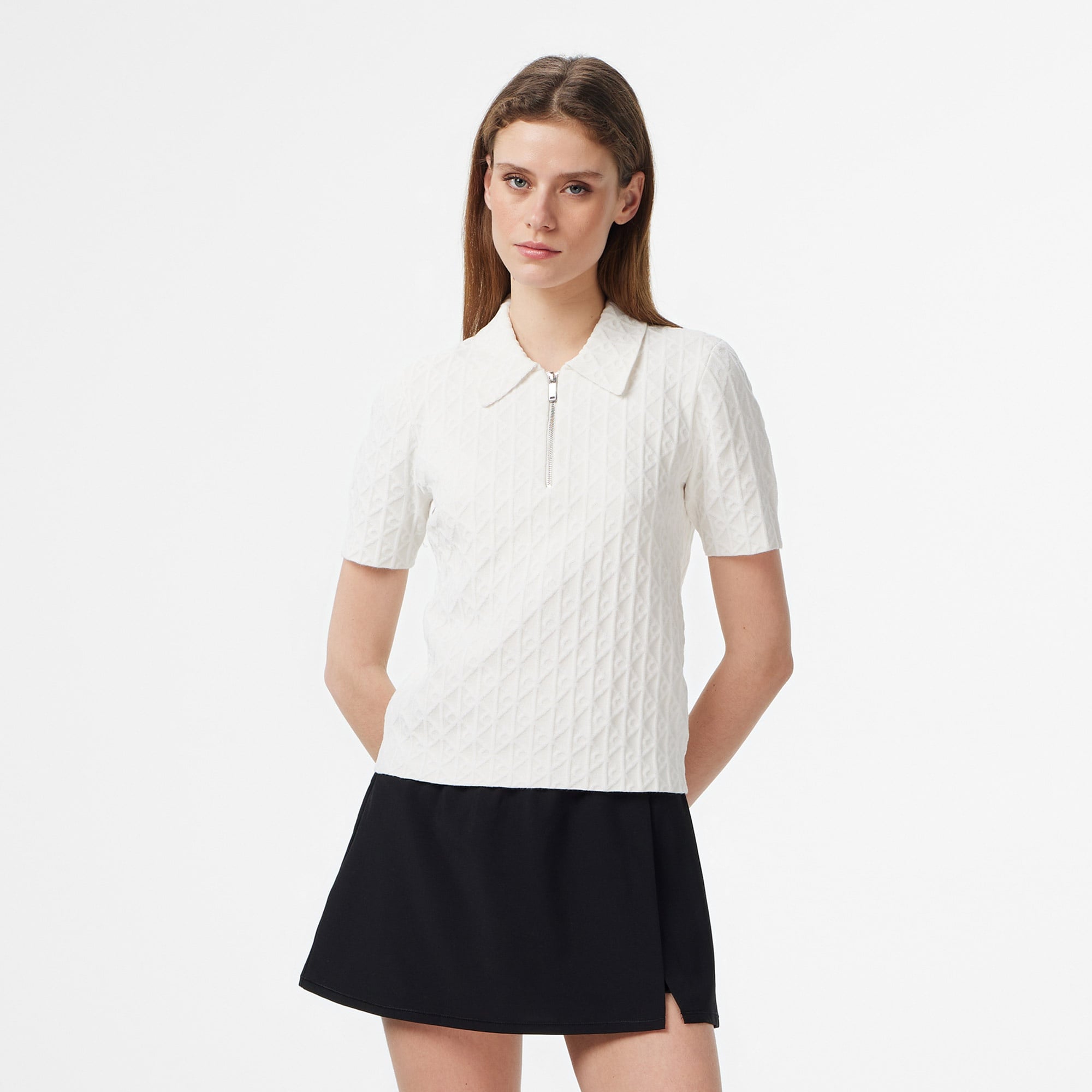 Calvin Klein Textured Kadın Beyaz Triko