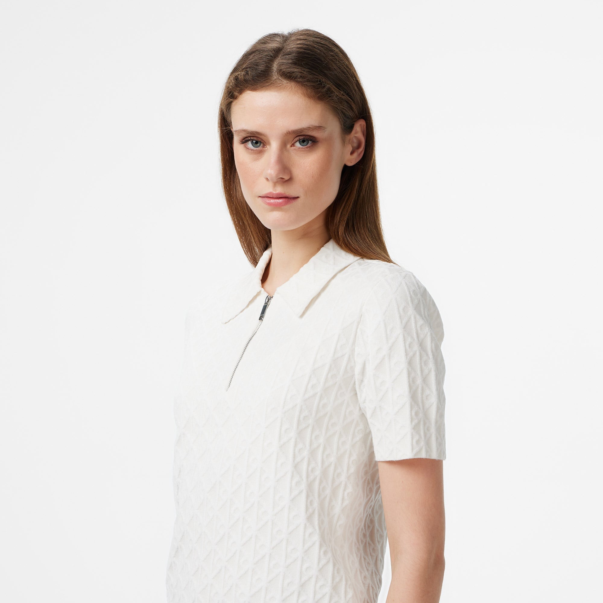 Calvin Klein Textured Kadın Beyaz Triko