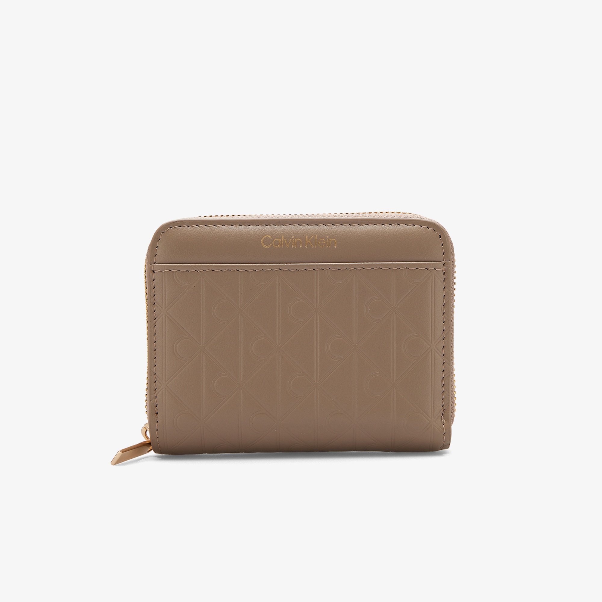 Calvin Klein Emblem Embossed Zip Around Kadın Kahverengi Cüzdan