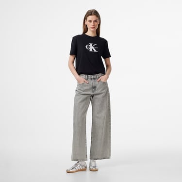  Calvin Klein Classic Monologo Metallic Kadın Siyah T-Shirt