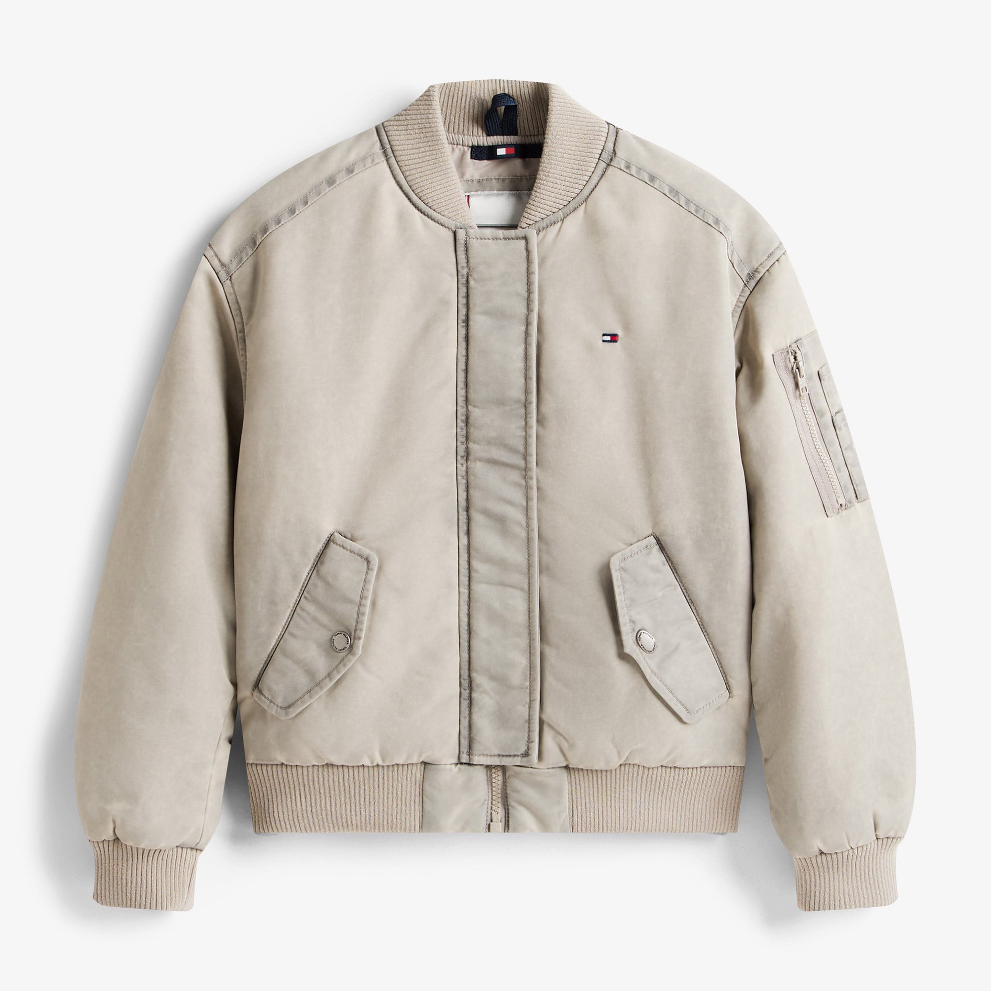 Tommy Hilfiger Washed Bomber Çocuk Bej Ceket