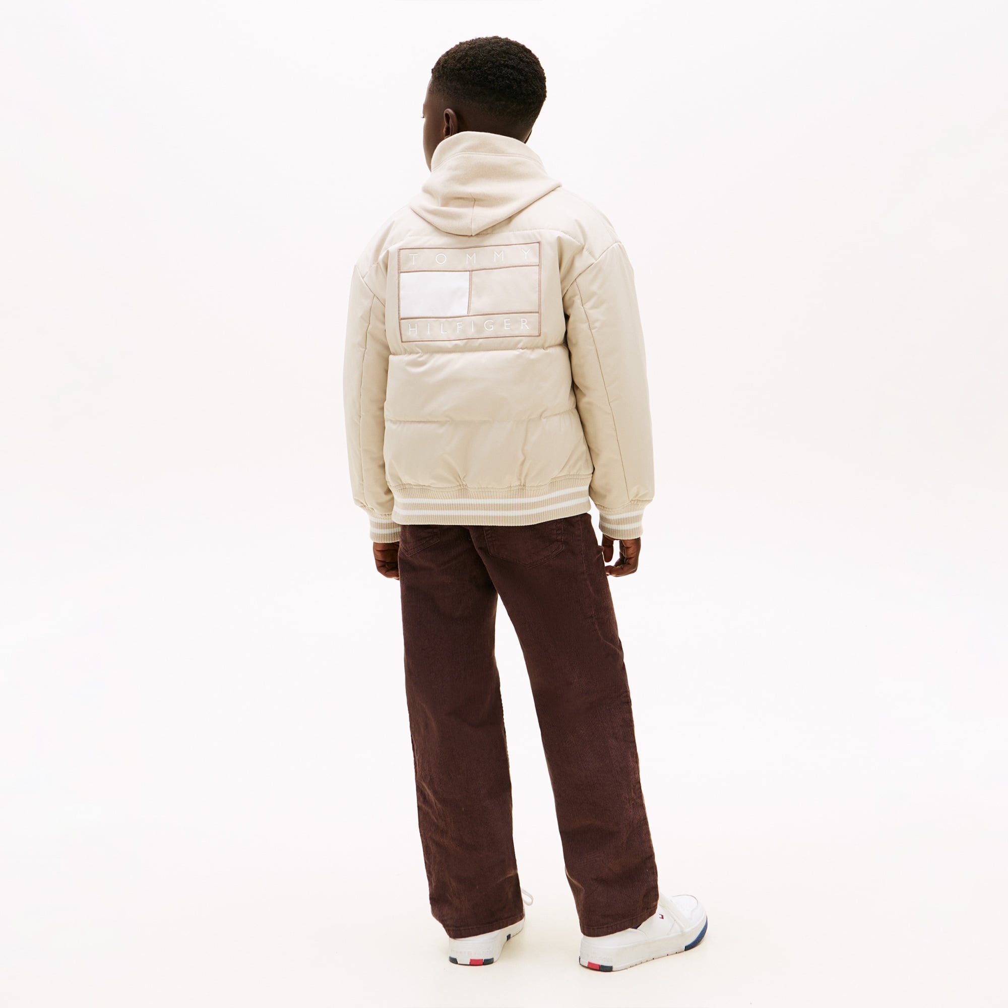 Tommy Hilfiger Padded Graphic Bomber Çocuk Bej Ceket