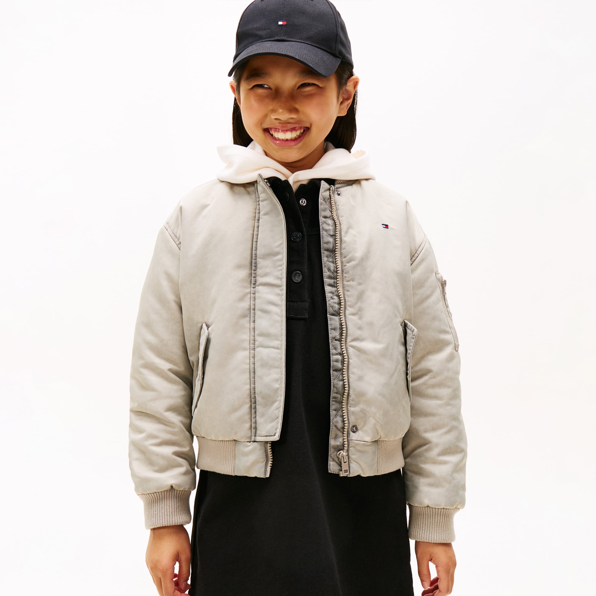  Tommy Hilfiger Washed Bomber Çocuk Bej Ceket