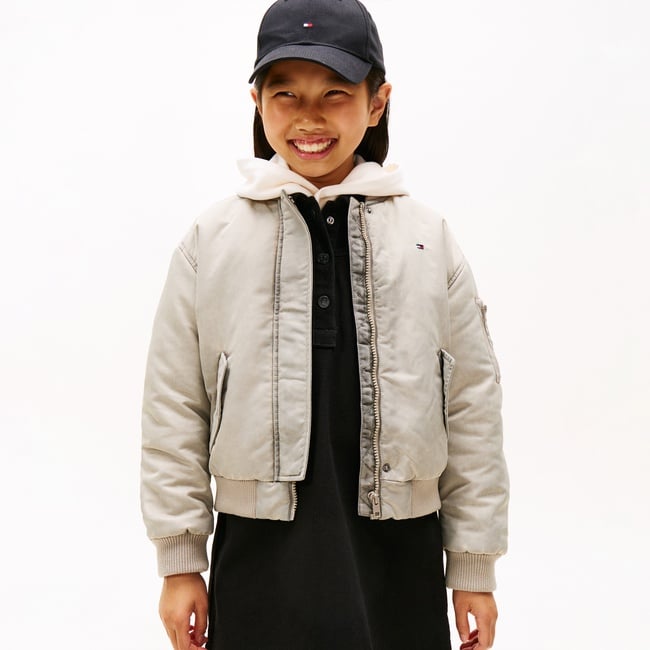  Tommy Hilfiger Washed Bomber Çocuk Bej Ceket