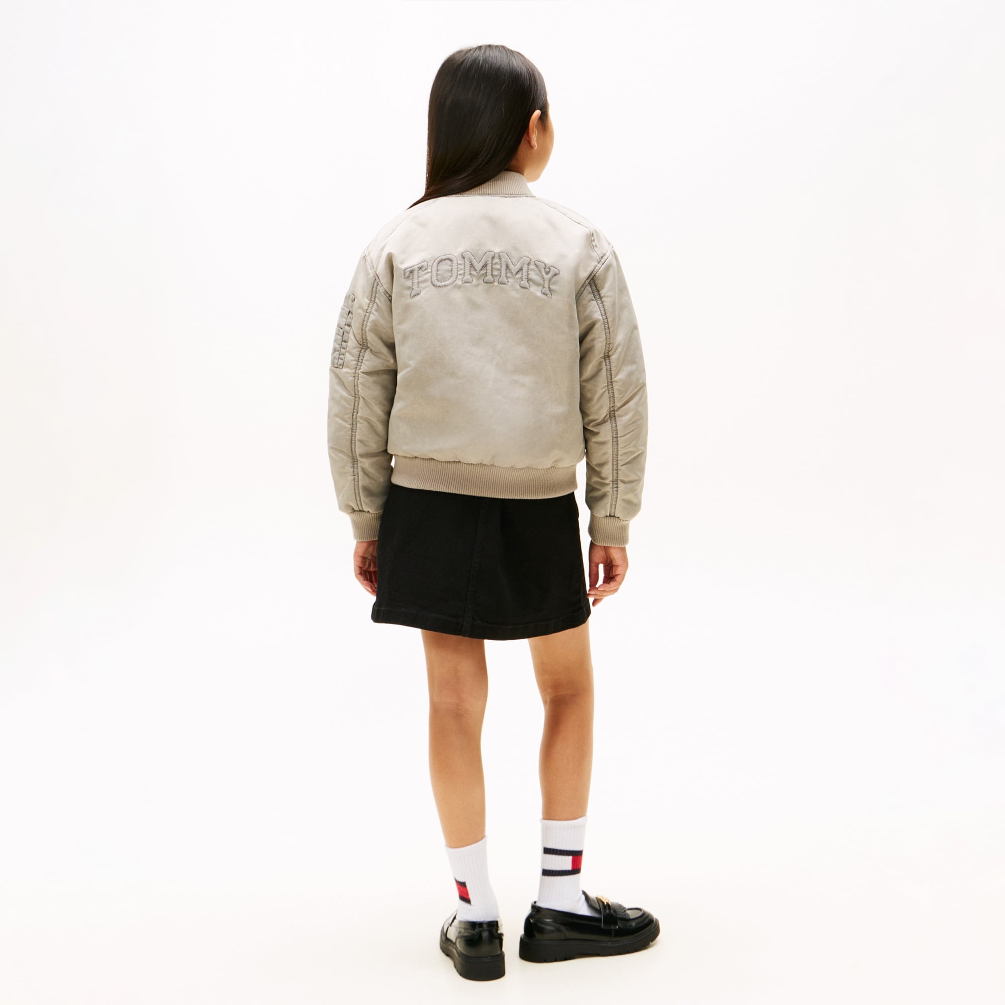 Tommy Hilfiger Washed Bomber Çocuk Bej Ceket