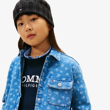  Tommy Hilfiger Overshirt Flower Aop Çocuk Mavi Gömlek