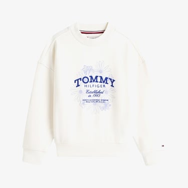  Tommy Hilfiger Flower Çocuk Beyaz Sweatshirt