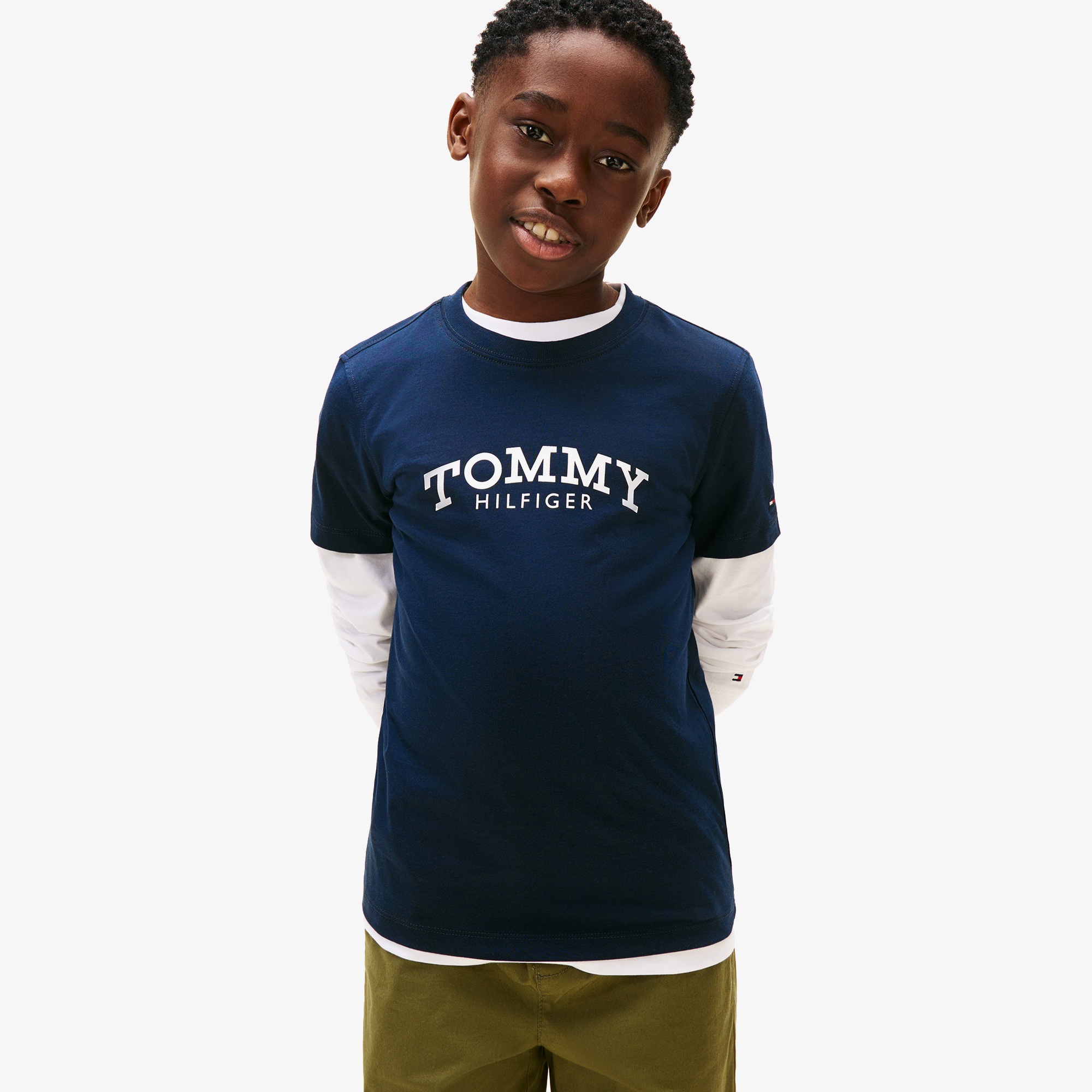 Tommy Hilfiger Monotype Print Graphic Çocuk Mavi T-Shirt