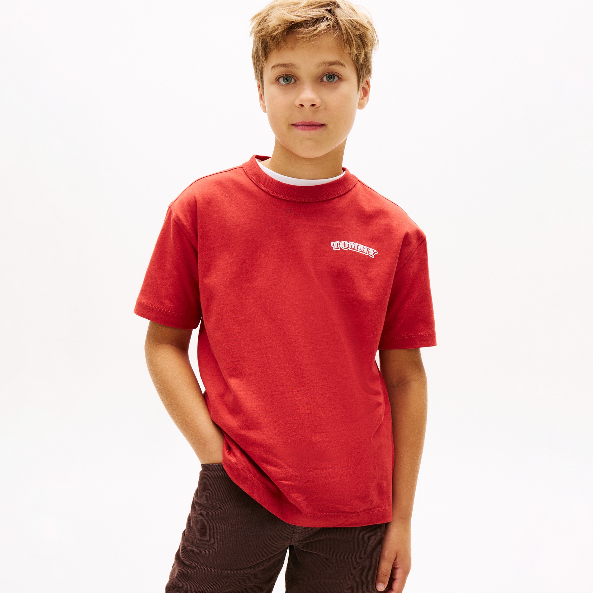 Tommy Hilfiger Puff Print Graphic Çocuk Kırmızı T-Shirt