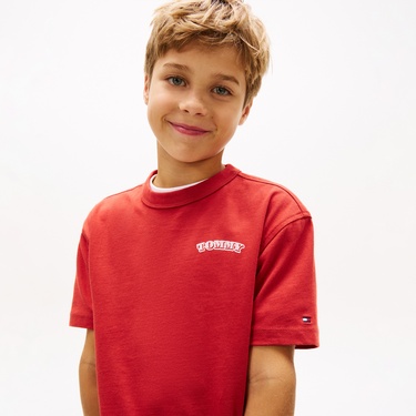  Tommy Hilfiger Puff Print Graphic Çocuk Kırmızı T-Shirt