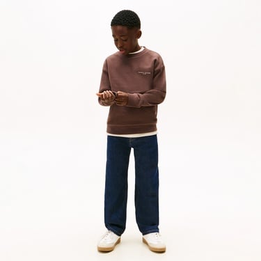  Tommy Hilfiger Mini Corp C-Neck Çocuk Kahverengi Sweatshirt