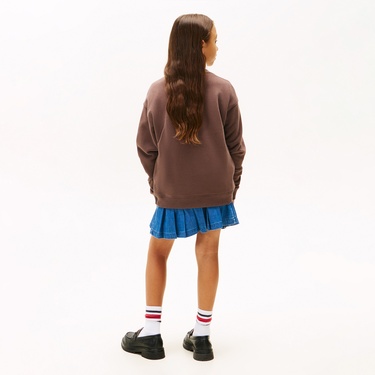  Tommy Hilfiger Mini Corp C-Neck Çocuk Kahverengi Sweatshirt