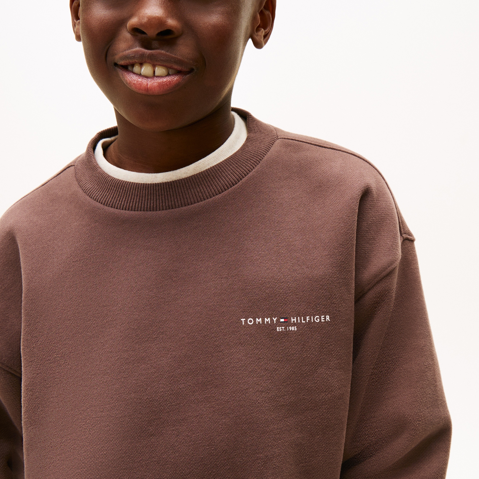 Tommy Hilfiger Mini Corp C-Neck Çocuk Kahverengi Sweatshirt