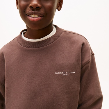  Tommy Hilfiger Mini Corp C-Neck Çocuk Kahverengi Sweatshirt