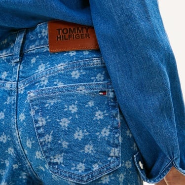  Tommy Hilfiger Mabel Wide Leg Flower Aop Jeans Çocuk Mavi Pantolon