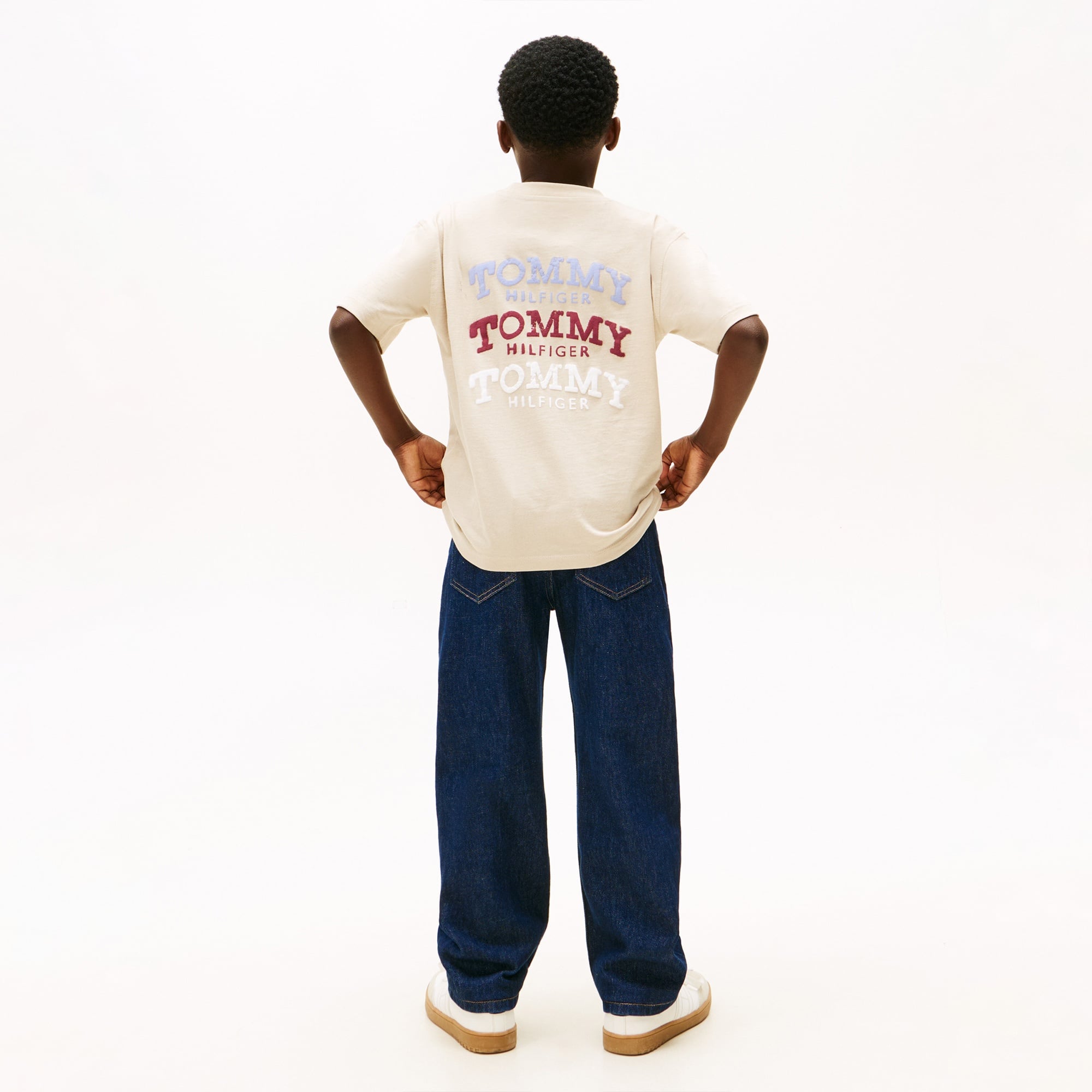 Tommy Hilfiger Washed Faded Graphic Çocuk Bej T-Shirt