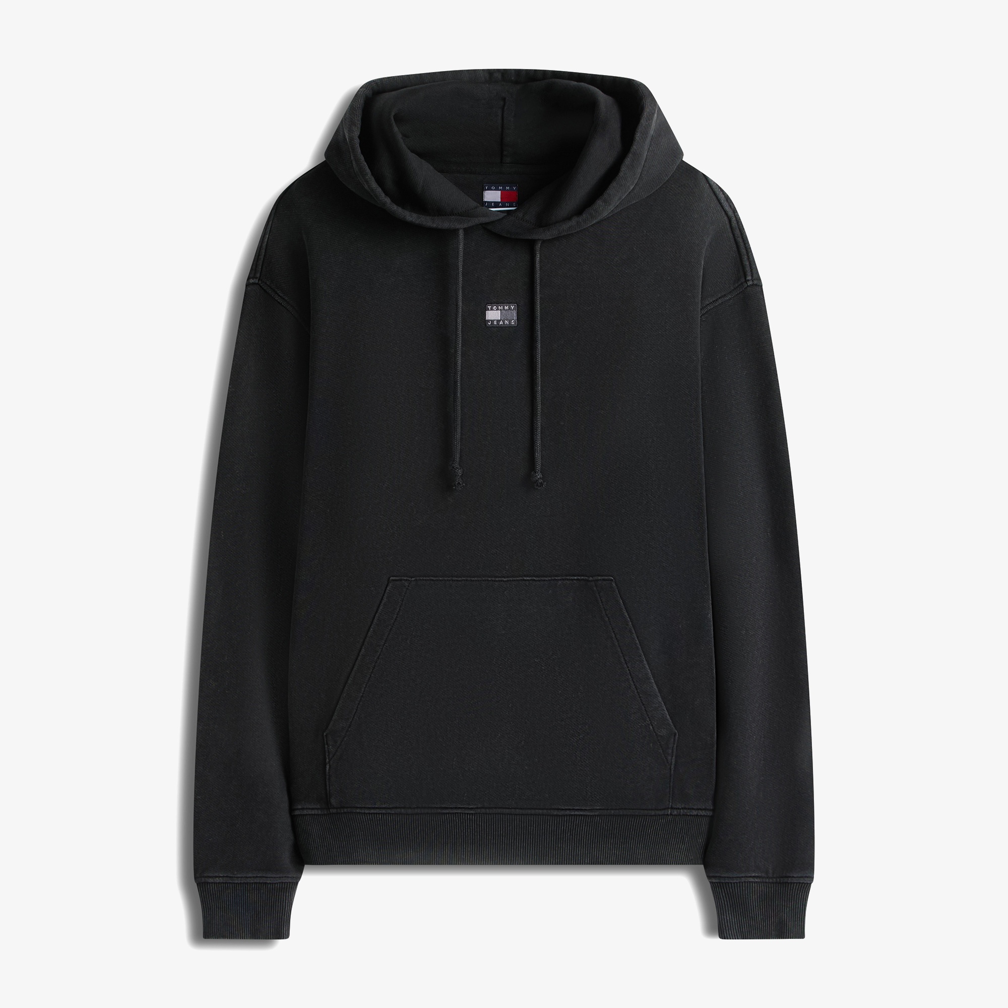 Tommy Hilfiger Relaxed Overdyed Flag Hood Erkek Siyah Sweatshirt
